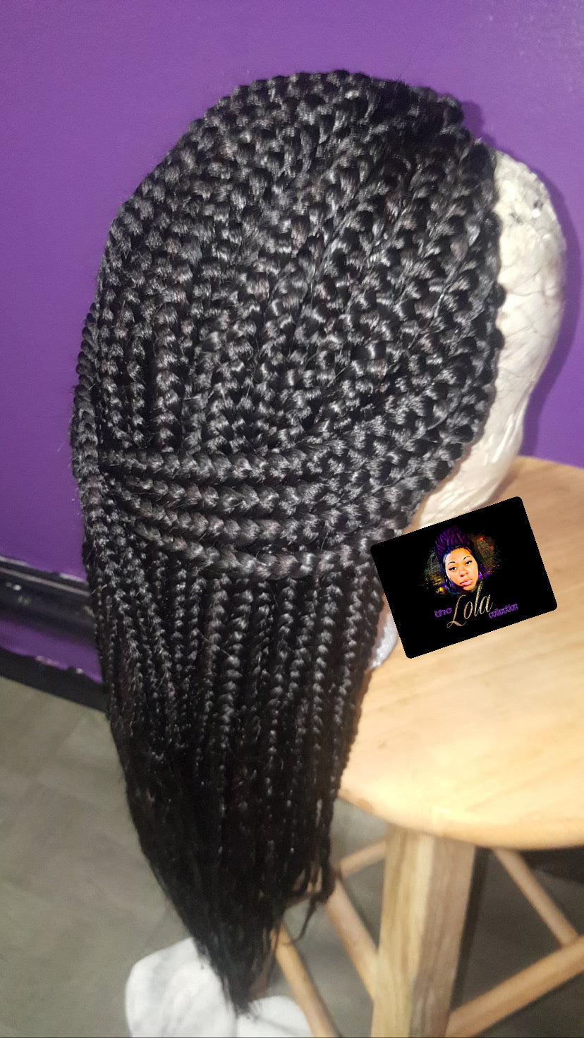 Medium Box Braids Half Wig